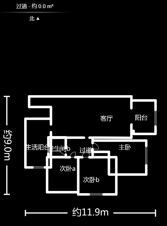 勤诚达新界  3室2厅1卫   90.00万户型图