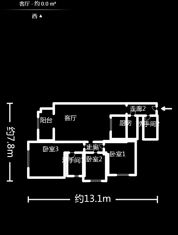 上海城小区  3室2厅2卫   113.80万户型图