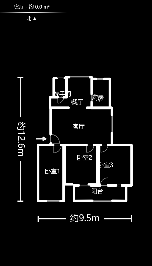十五中单位宿舍  3室2厅1卫   80.00万户型图