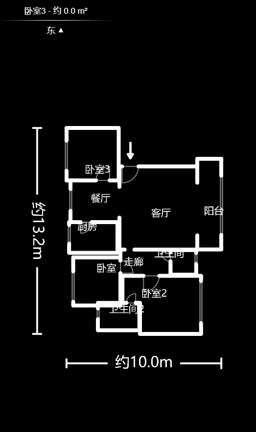 佳美紫郡  3室2厅2卫   65.00万户型图