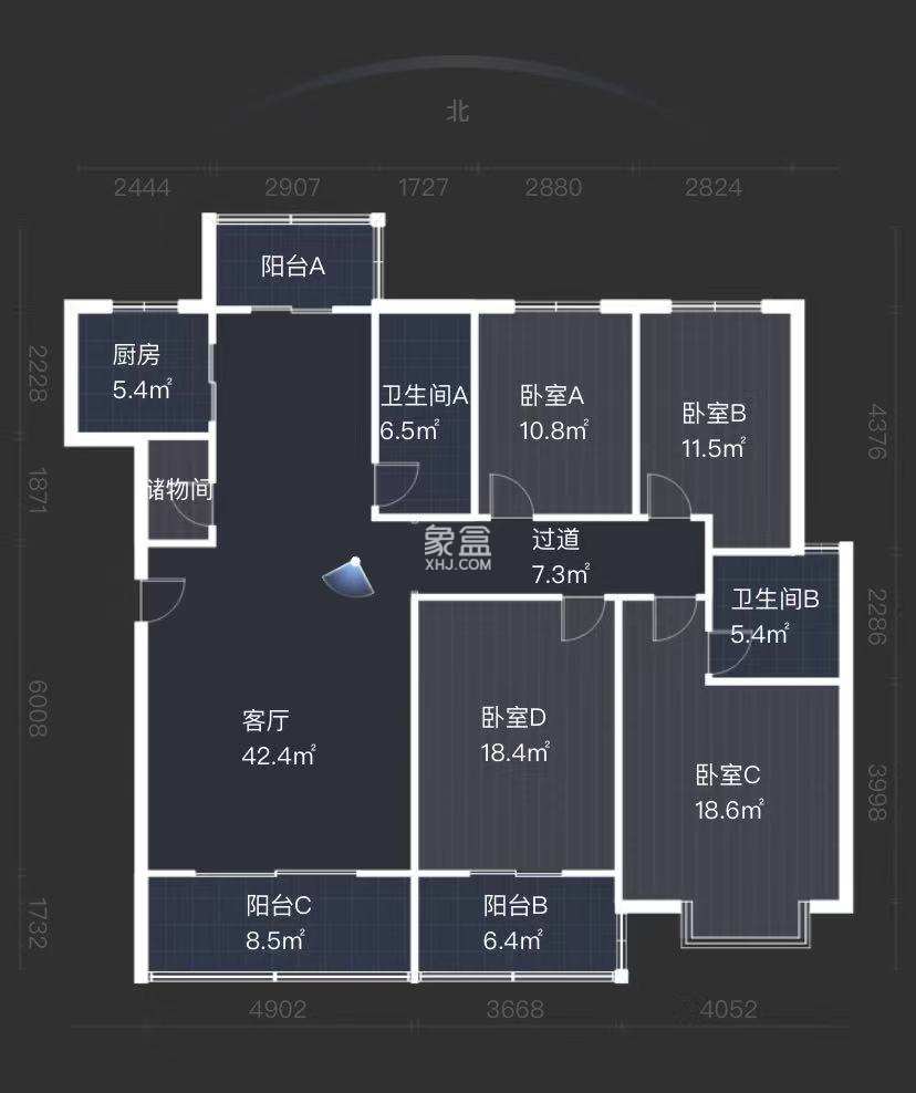 利江花园  4室2厅2卫   88.80万客厅
