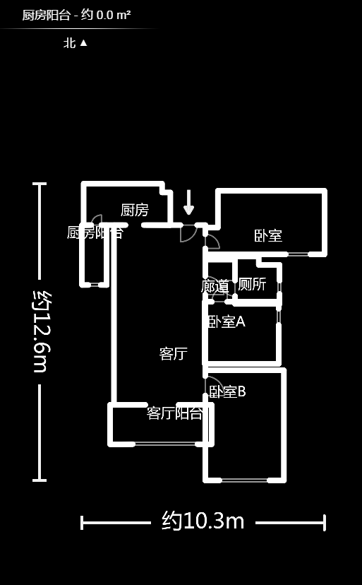 中海国际一期  3室2厅1卫   89.80万户型图