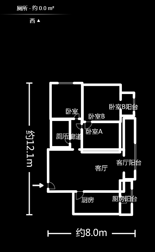 阳光100二期  3室1厅1卫    2400.0元/月室内图1