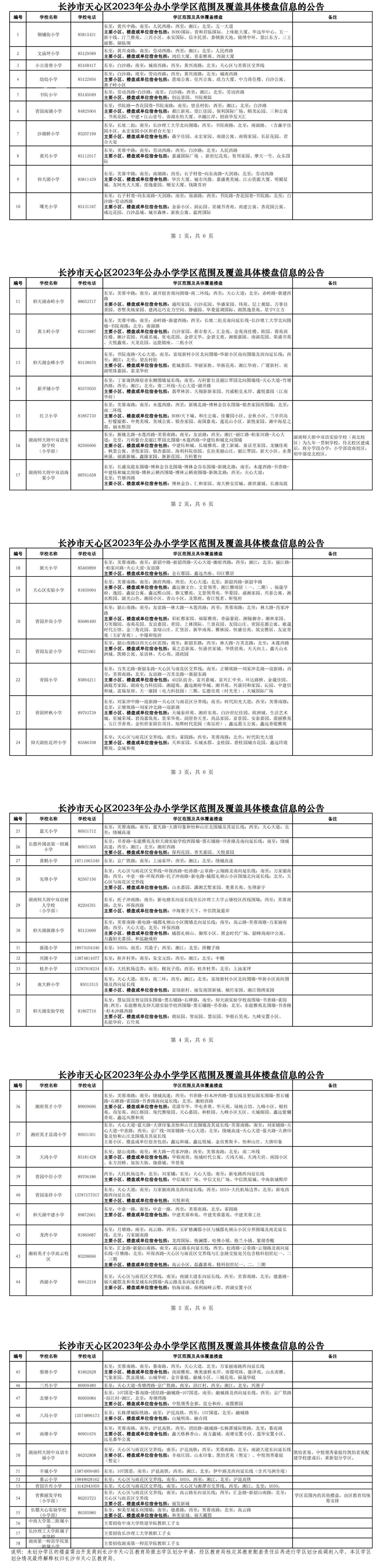 2023年长沙各区公办小学学区划分公布！