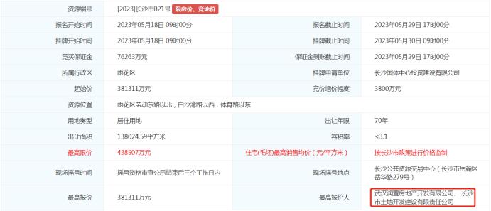 2023年长沙第二批土拍：观沙岭地块火爆熔断，招商、华润、永旺皆有收获！