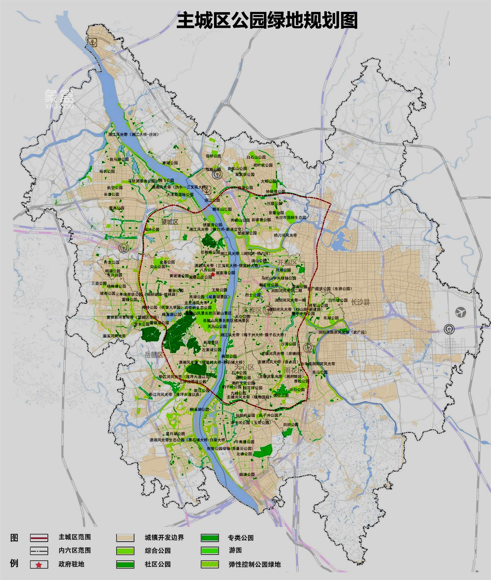 长沙最新城市绿地规划曝光!河西公园多,居住环境好!