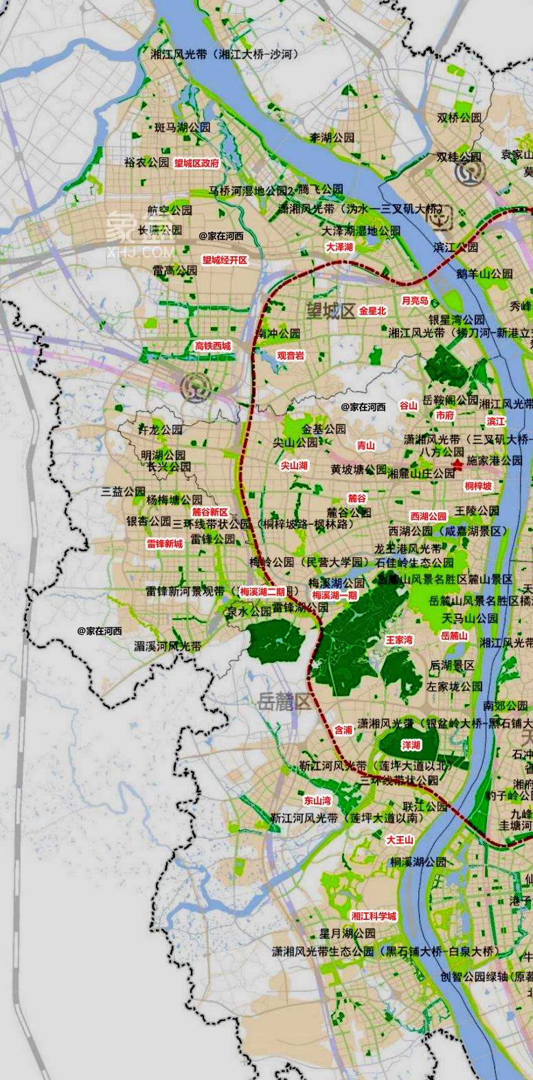 长沙最新城市绿地规划曝光!河西公园多,居住环境好!