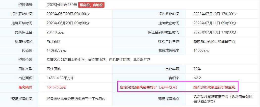 2023年长沙第四轮土拍正式挂牌！湖橡城市更新首开地块来了！