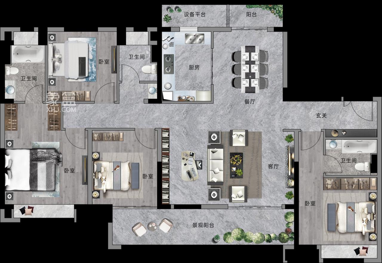 麓谷城市公园A4栋建面170㎡大平层，一中麓谷中学旁国企房！