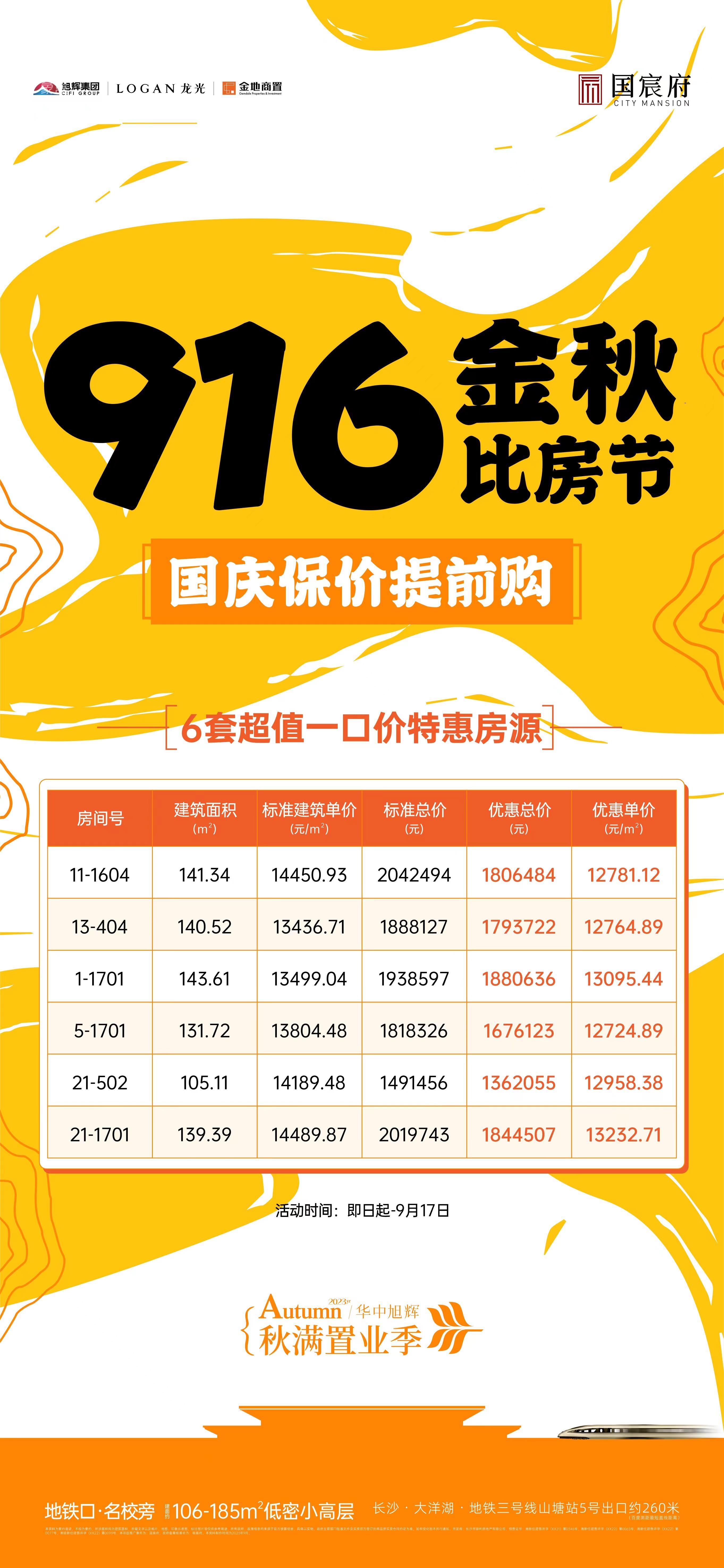 9月16日长沙新房特惠：工抵房、特价房、职工房等， 最低5字头抢公寓！