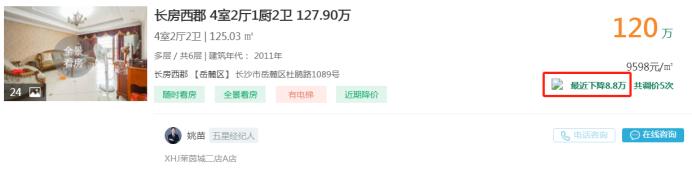 9月20日长沙二手房急售：长房西郡精装四房直降8.8万！