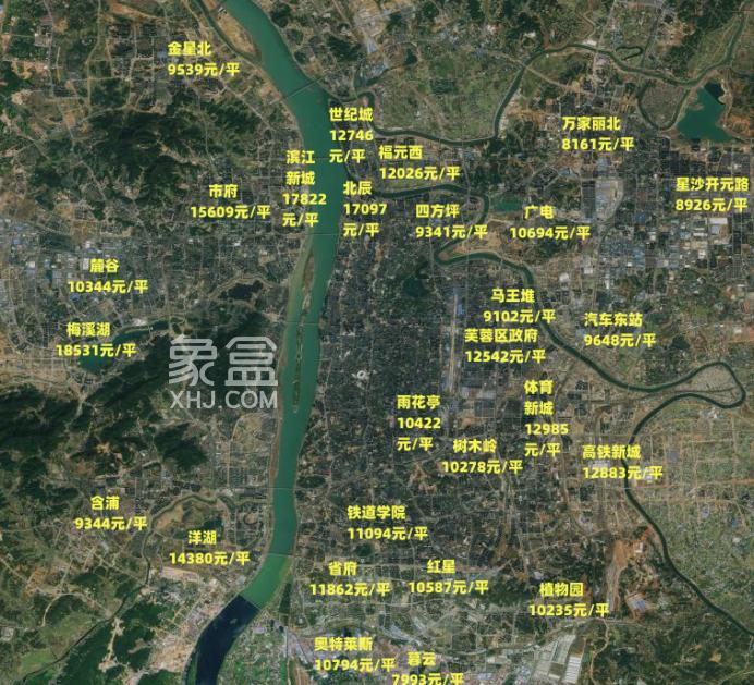 長(zhǎng)沙熱門板塊二手房?jī)r(jià)地圖一覽！梅溪湖最高超1.8萬(wàn)/平！