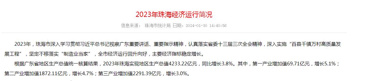 2023年珠海新房销售269.82万㎡同比减少20.6%，住宅二手房销售239.37万㎡同比增长53.4%！