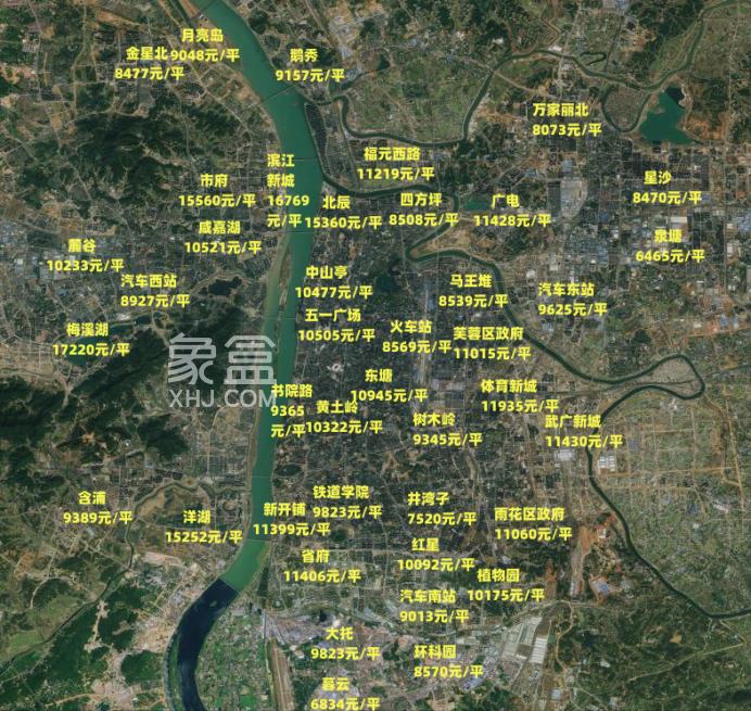 2024年2月长沙热门商圈二手房价地图！梅溪湖超1.7万，低至6字头！