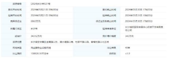長沙這宗“重磅”商業(yè)地塊掛牌，總建面21萬方，落戶會展新城！