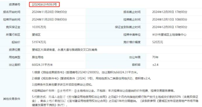 大澤湖掛牌一宗純住宅地塊！容積率2.4、樓面價3280元/平！