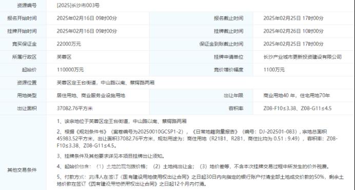 长沙市中心挂牌一宗商住用地！临五一、芙蓉广场，起始楼面价7314元/㎡！