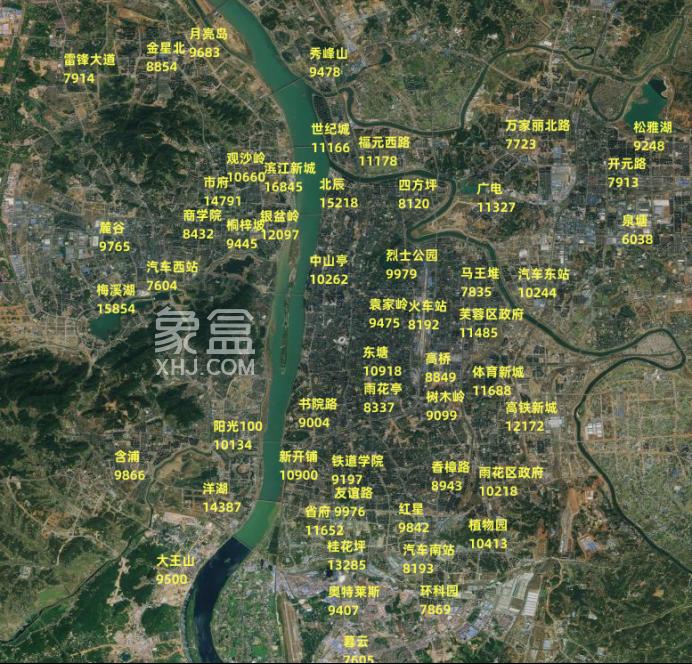 2024年2月长沙二手房热门商圈房价地图！滨江新城最高1.6万+