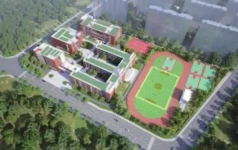 在长沙高铁西城片区，一所功能完善、设施先进、环境优美的现代化小学已初具规模
