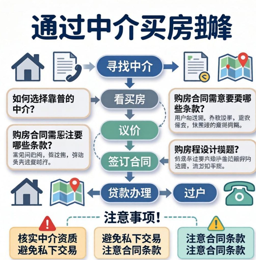 通过中介买房流程是什么    通过中介买房有什么注意事项?