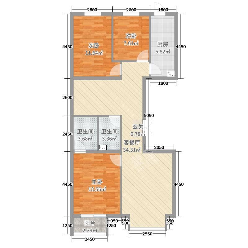 南湖锦苑  2室1厅1卫   1600.00元/月户型图