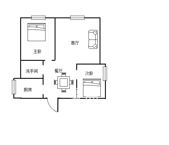 学府华庭  2室2厅1卫   2000.00元/月户型图