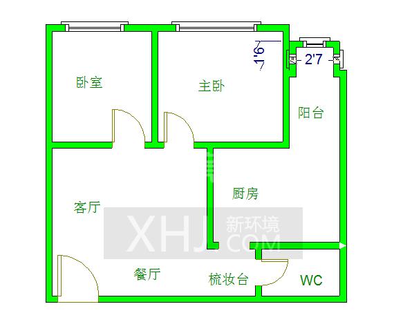 金沙蜜地  2室1厅1卫   3800.00元/月室内图1