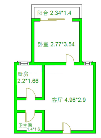 光华杏林  1室1厅1卫   90.00万室内图1