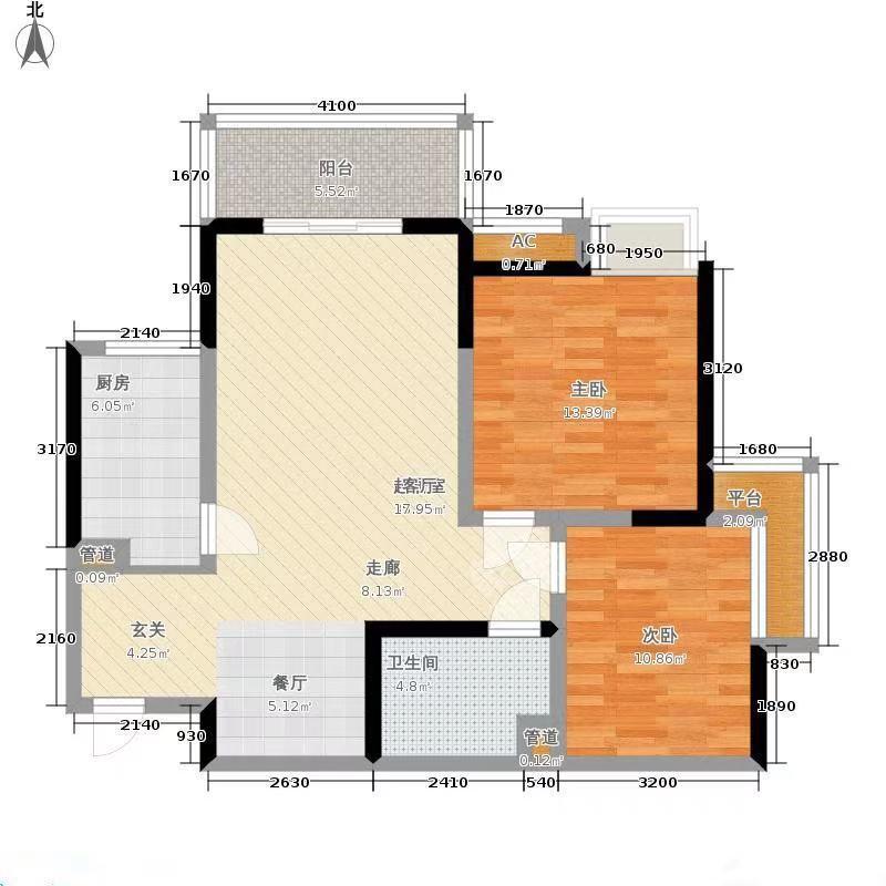 锦舍公寓  2室2厅1卫   2700.00元/月户型图