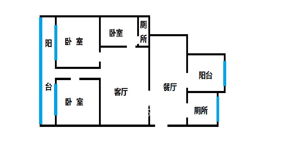 钟鼓岭龙山塘  3室2厅2卫   1500.00元/月户型图