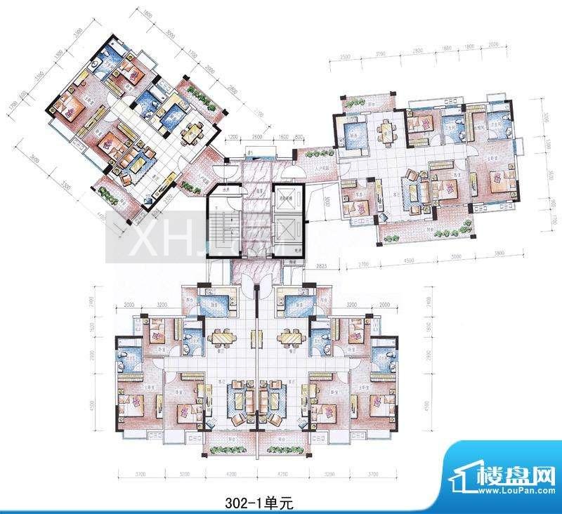 金山湖花园二区  3室2厅2卫   3500.00元/月户型图