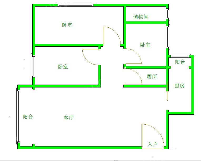 锦绣光华  3室2厅1卫   2100.00元/月室内图1