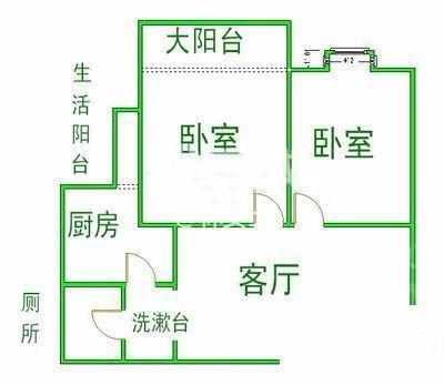 金沙蜜地  2室1厅1卫   2350.00元/月室内图1