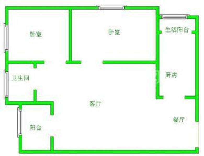 二江花园  2室2厅1卫   1600.00元/月室内图1