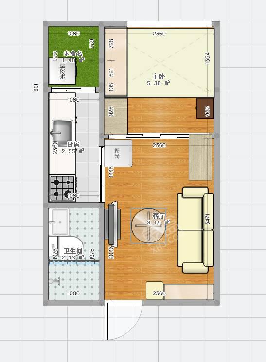 德胜佳园  2室2厅1卫   1700.00元/月户型图