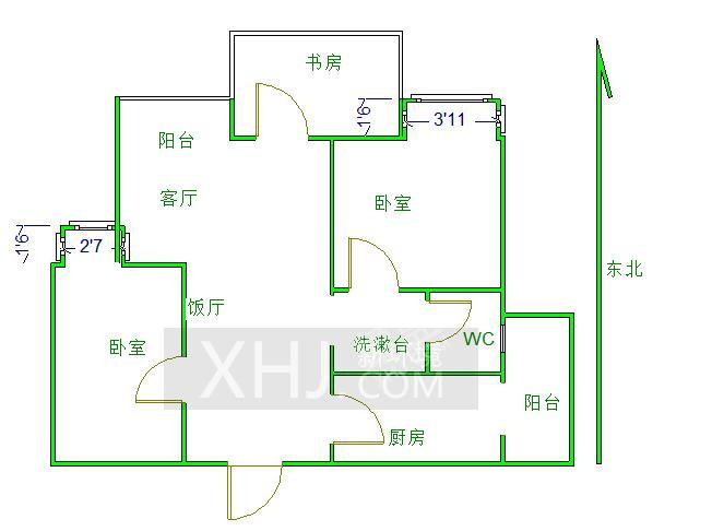 蓝光COCO蜜城  3室2厅1卫   138.00万户型图