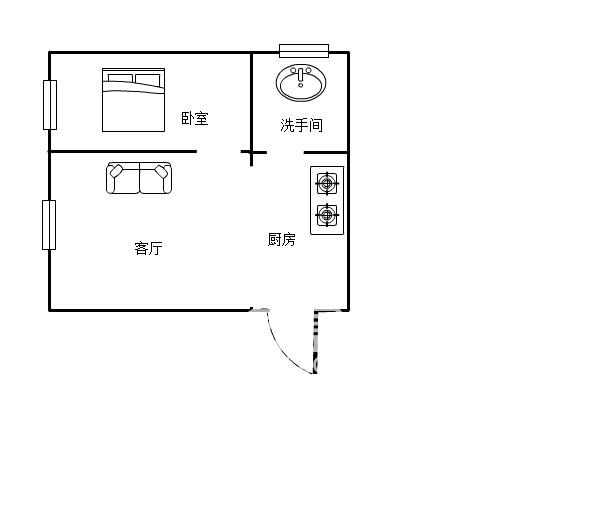 中旺锦安城  1室1厅1卫   1300.00元/月户型图