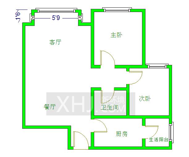 金地金沙府邸  2室1厅1卫   2600.00元/月室内图1