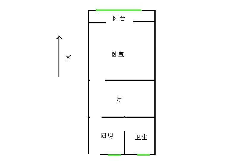 书香名邸一期  1室1厅1卫   1280.00元/月户型图