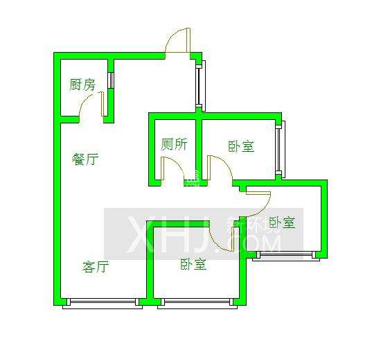 保利香槟光华 3室1厅1卫 2300.00元/月 保利香槟光华 3室1厅1卫 2300.00元/月户型图