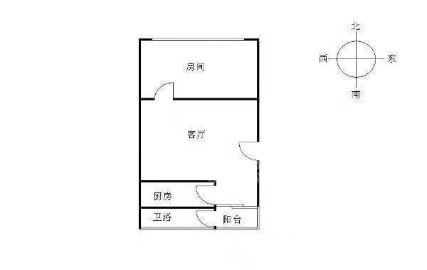 常德万达广场  1室1厅1卫   1500.00元/月户型图