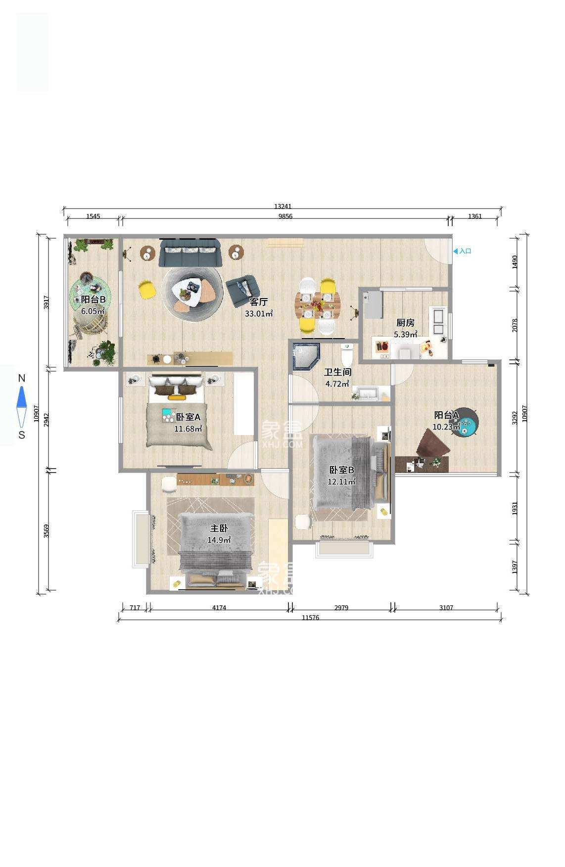 江河东澜湾 3室2厅1卫 2800.0元/月 江河东澜湾 3室2厅1卫 2800.0元/月户型图