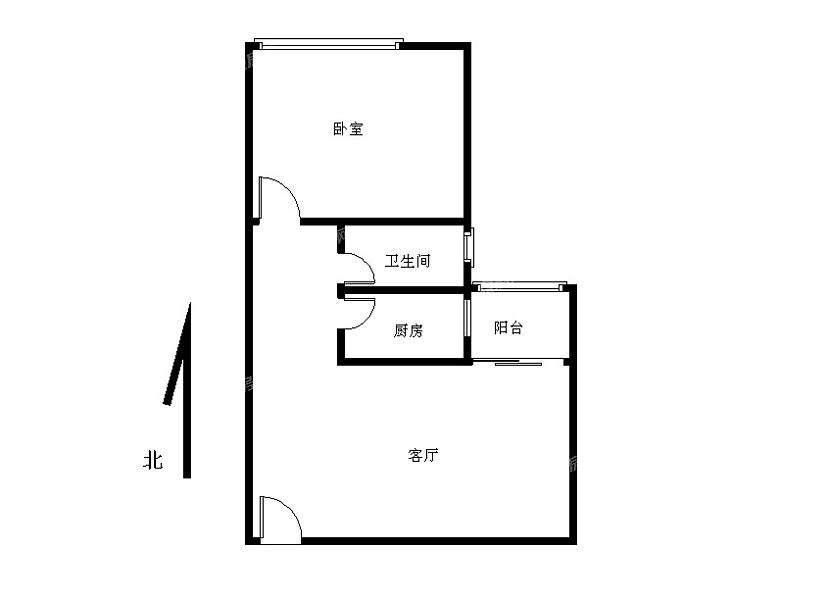 贺家土纺织路散盘  1室1厅1卫   600.00元/月户型图