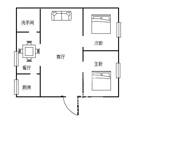 电业局二生活区  2室1厅1卫   1300.00元/月户型图
