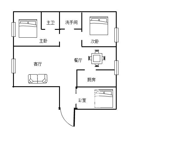 锦玉华庭新华东路1188号  3室2厅2卫   1900.00元/月户型图