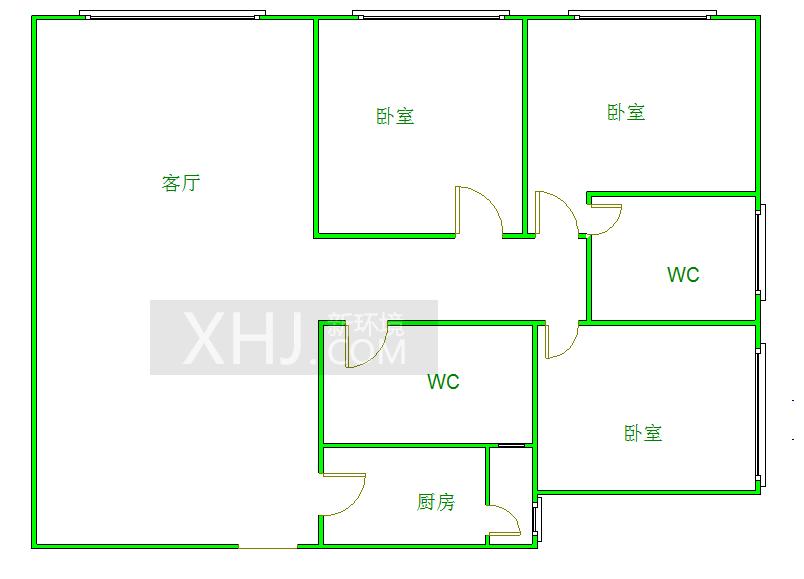 中铁瑞景颐城  3室2厅2卫   2500.00元/月室内图1