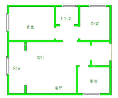 保利叶语  2室2厅1卫   1800.00元/月室内图1