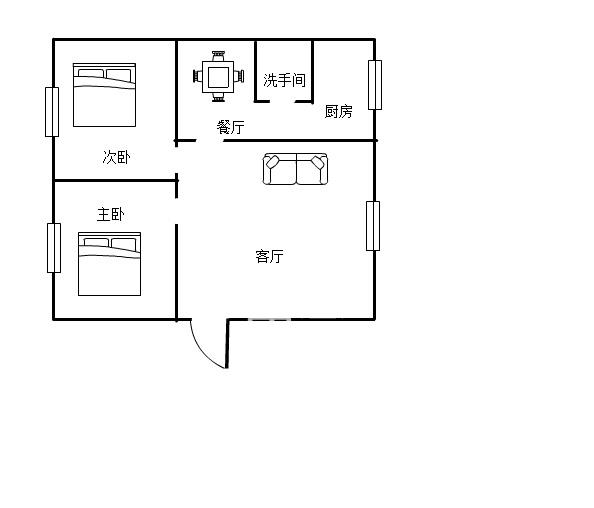 大冲口散盘  2室1厅1卫   1000.00元/月户型图