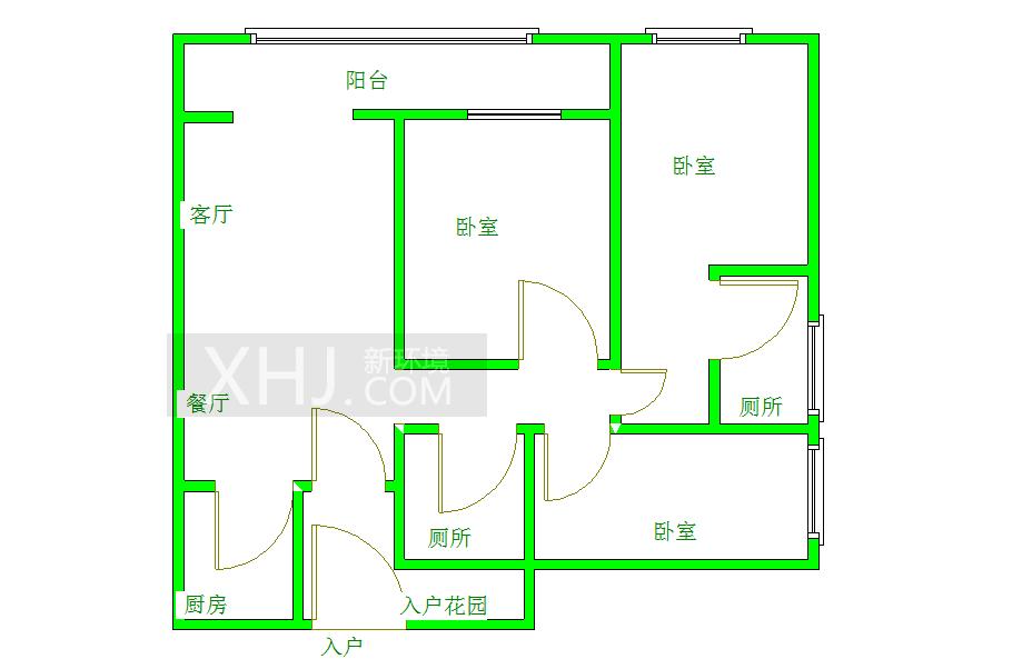 光华欣苑  3室2厅2卫   2600.00元/月室内图1