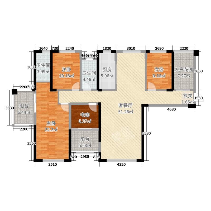 鸿瑞和府  4室2厅3卫   105.00万户型图